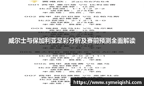 威尔士与保加利亚足彩分析及赛前预测全面解读